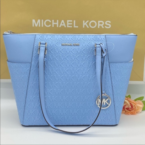 MICHAEL KORS CHARLOTTE LARGE TZ TOTE LIGHT SKY - Picture 14 of 16